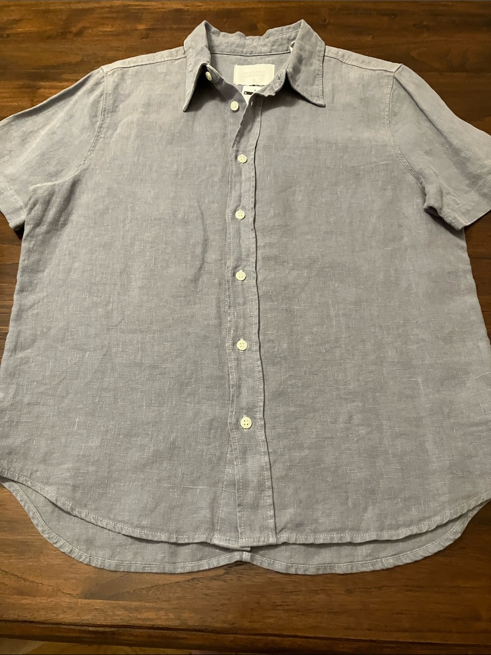 Citizens Of Humanity Light Grey  Short-Sleeve Linen Button-Down